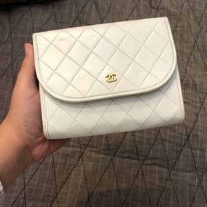 CHANEL CC Matelasse Mini Bag in Leather White